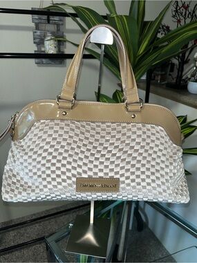 Emporio Armani Beige and Cream Woven Shoulder Bag